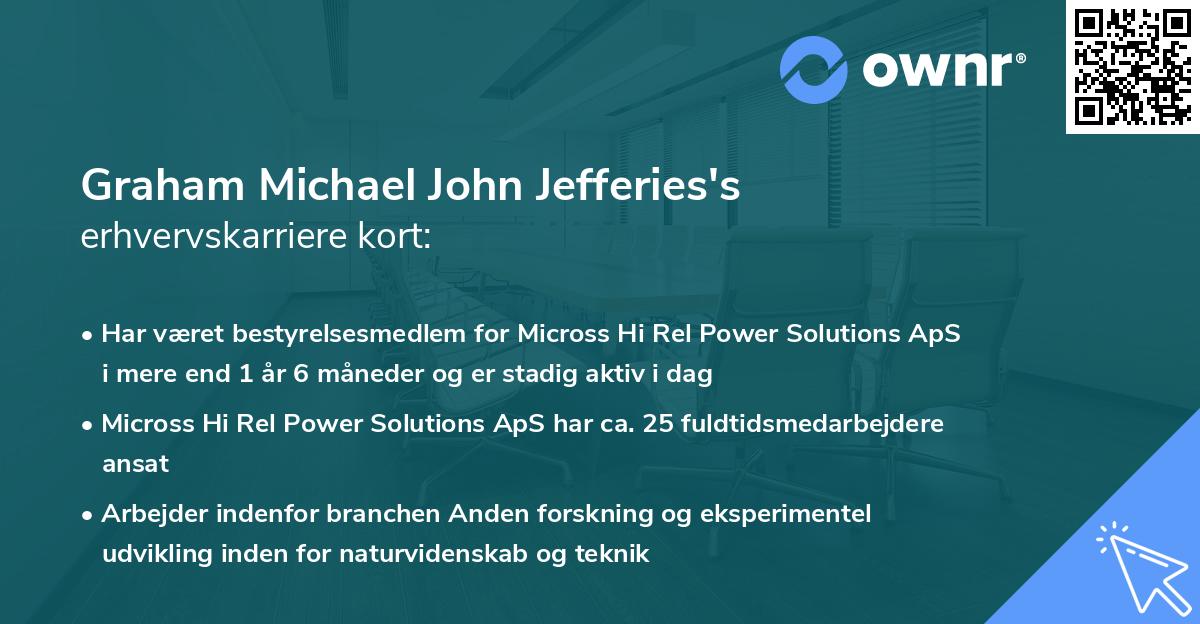 Graham Michael John Jefferies's erhvervskarriere kort