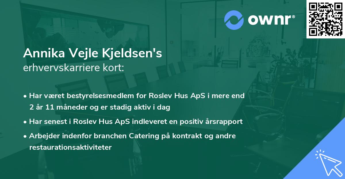 Annika Vejle Kjeldsen's erhvervskarriere kort