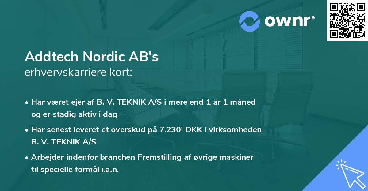 Addtech Nordic AB's erhvervskarriere kort