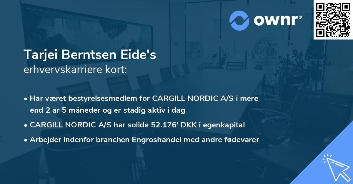 Tarjei Berntsen Eide's erhvervskarriere kort