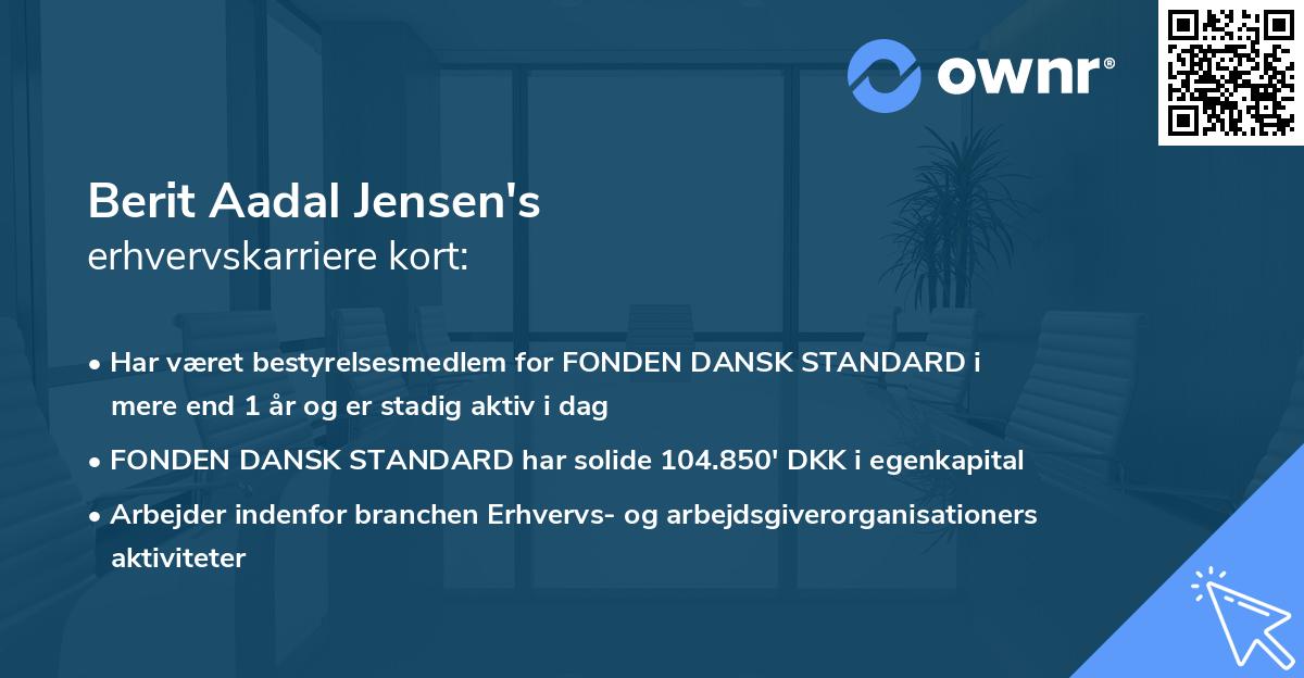 Berit Aadal Jensen's erhvervskarriere kort
