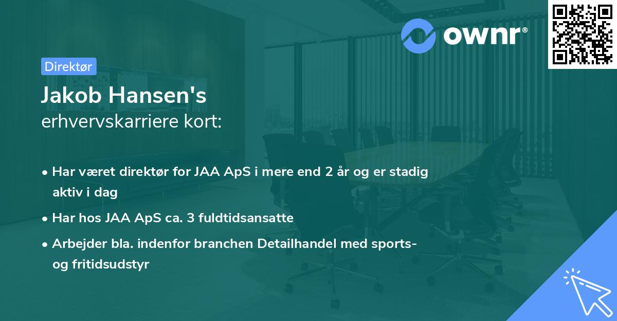Jakob Hansen's erhvervskarriere kort
