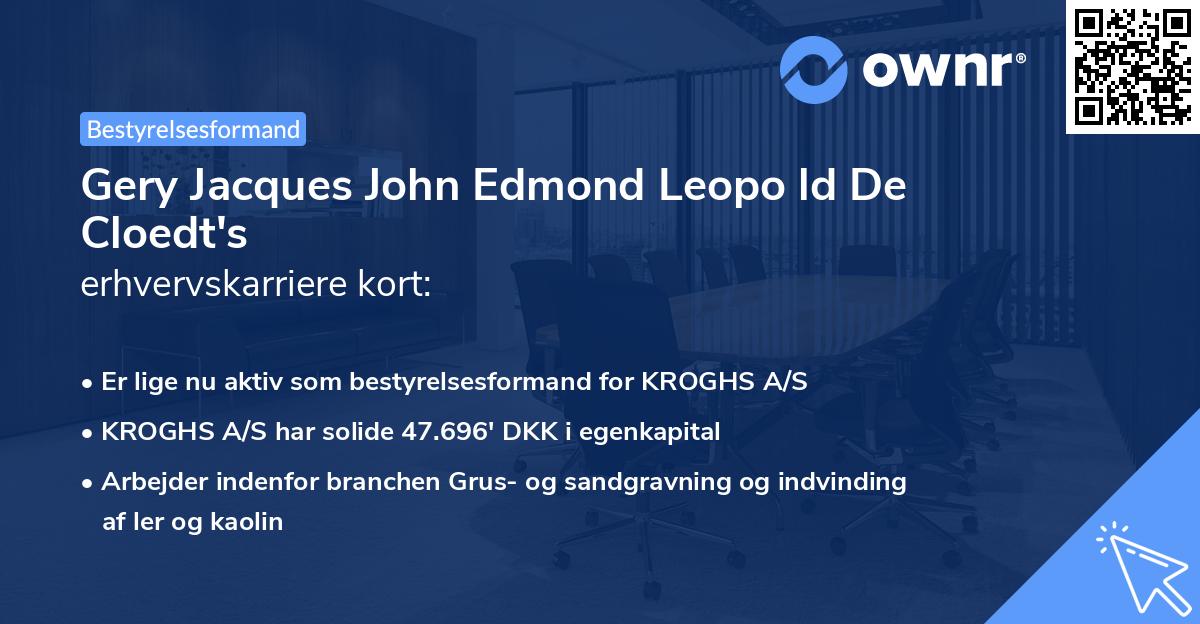 Gery Jacques John Edmond Leopo ld De Cloedt's erhvervskarriere kort