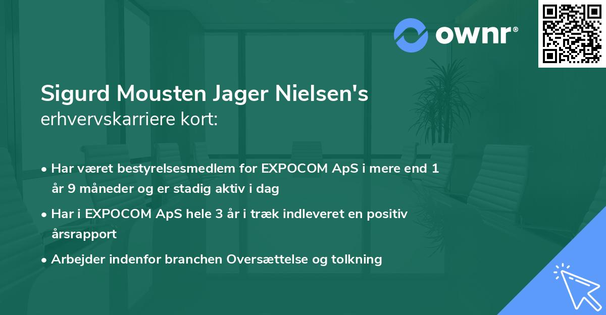 Sigurd Mousten Jager Nielsen's erhvervskarriere kort