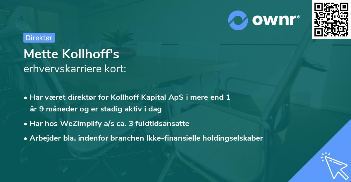 Mette Kollhoff's erhvervskarriere kort
