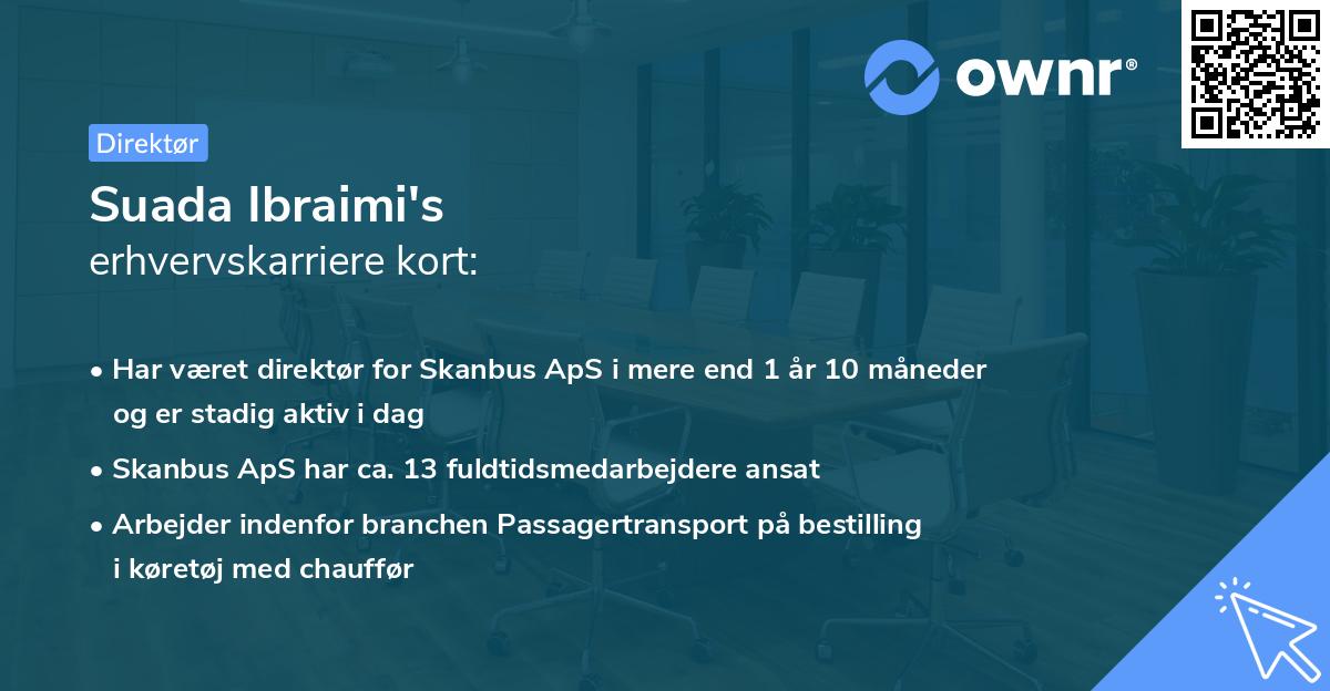 Suada Ibraimi's erhvervskarriere kort