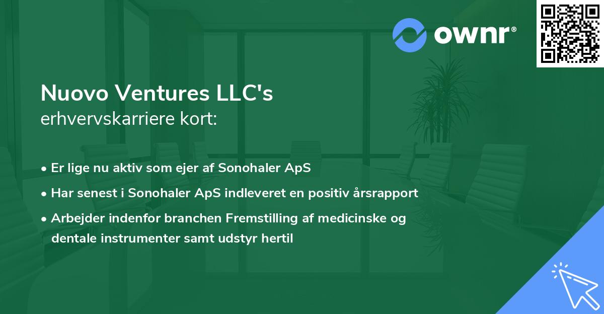 Nuovo Ventures LLC's erhvervskarriere kort