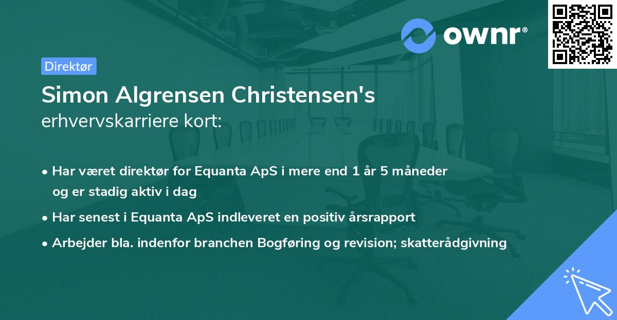 Simon Algrensen Christensen's erhvervskarriere kort