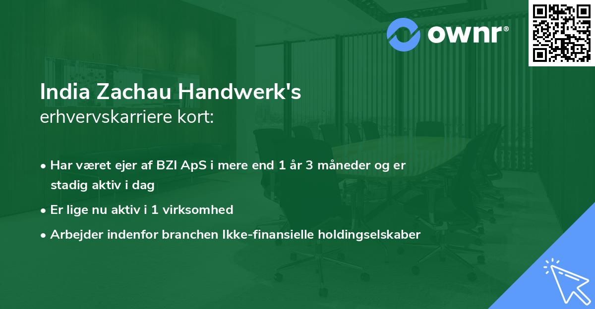 India Zachau Handwerk's erhvervskarriere kort