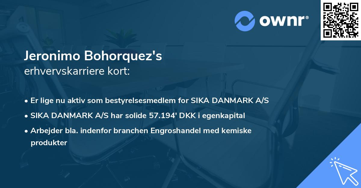 Jeronimo Bohorquez's erhvervskarriere kort