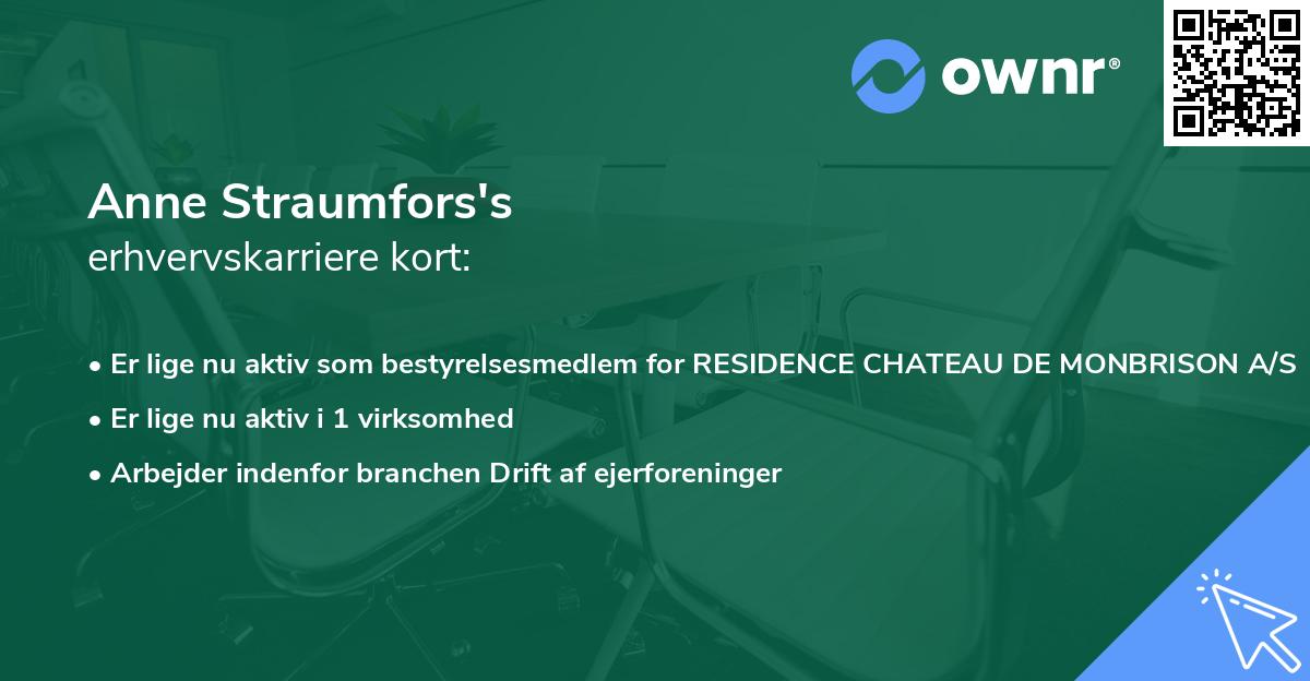 Anne Straumfors's erhvervskarriere kort