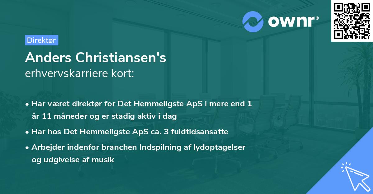 Anders Christiansen's erhvervskarriere kort