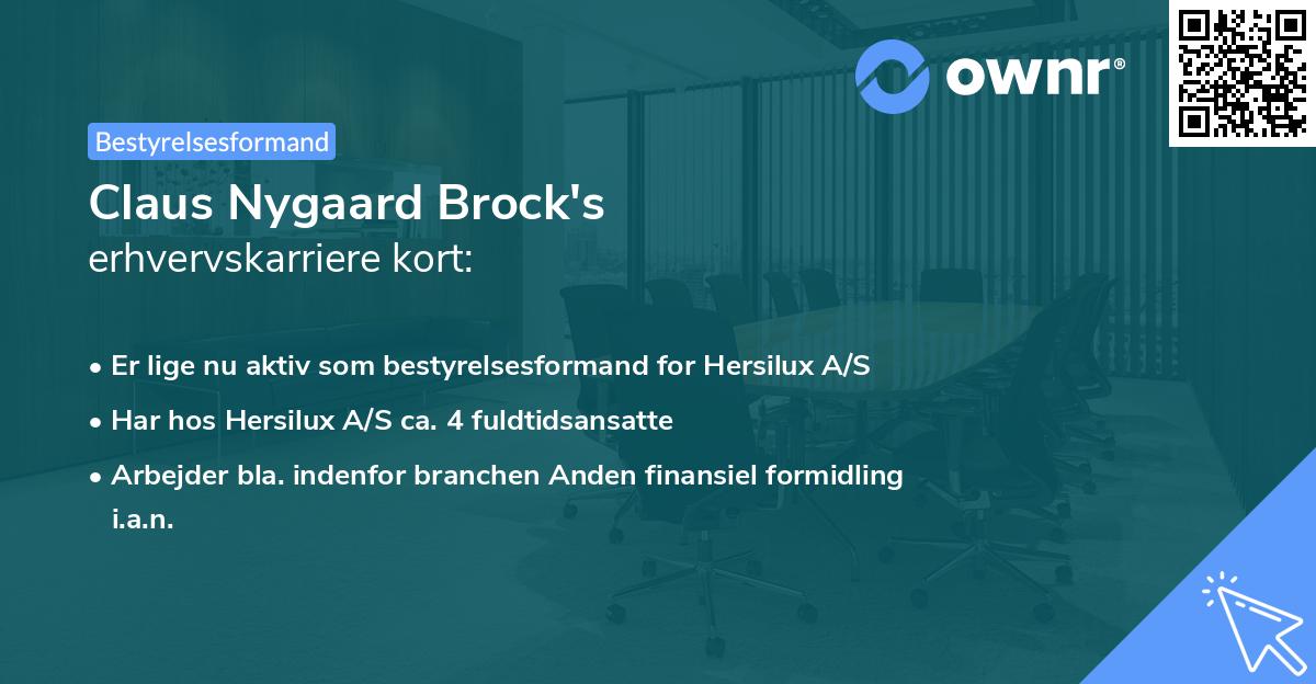Claus Nygaard Brock's erhvervskarriere kort