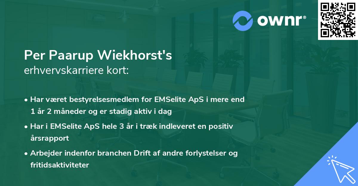 Per Paarup Wiekhorst's erhvervskarriere kort