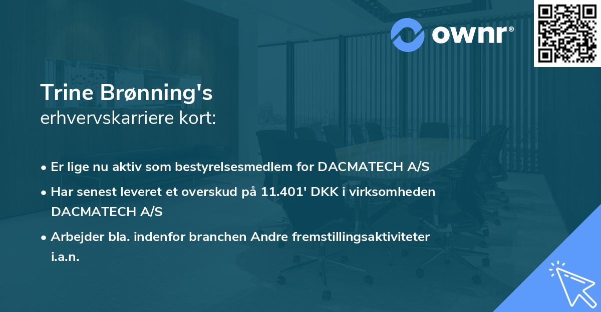 Trine Brønning's erhvervskarriere kort