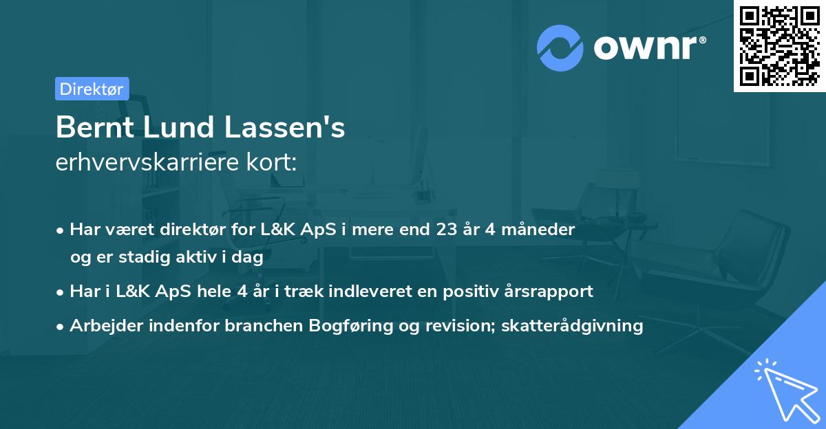 Bernt Lund Lassen's erhvervskarriere kort