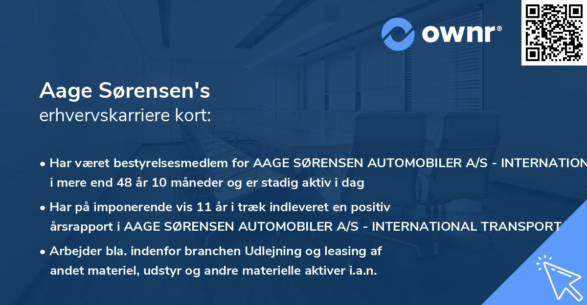 Aage Sørensen's erhvervskarriere kort