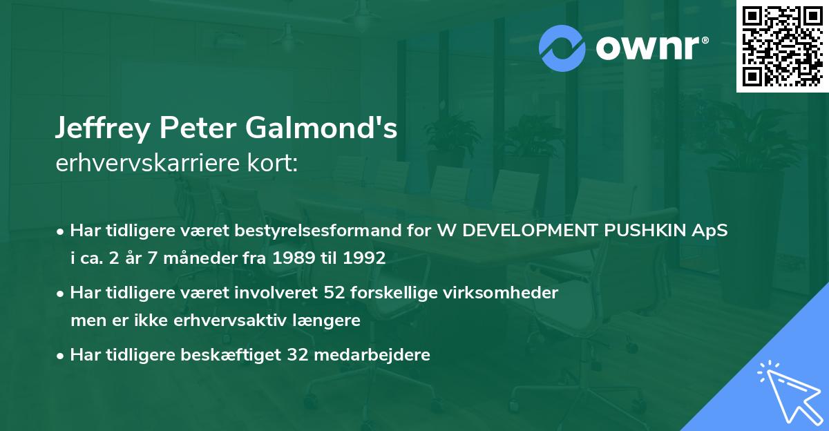 Jeffrey Peter Galmond's erhvervskarriere kort