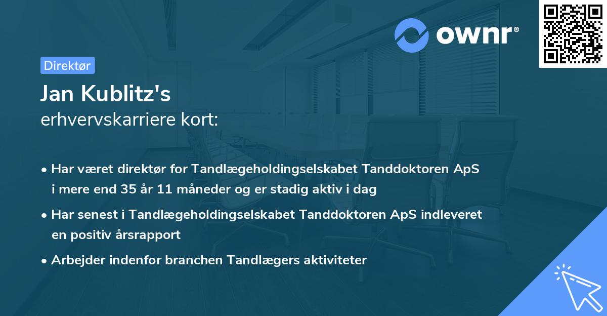 Jan Kublitz's erhvervskarriere kort