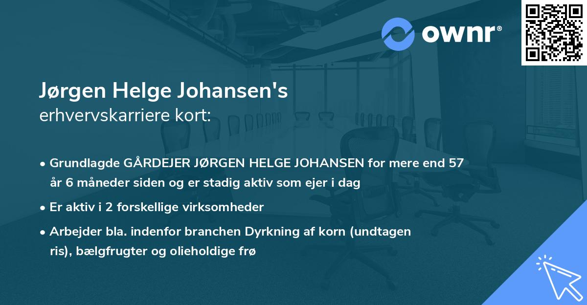 Jørgen Helge Johansen's erhvervskarriere kort