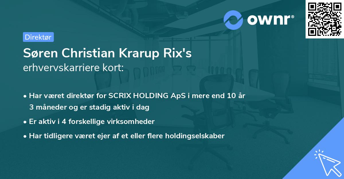 Søren Christian Krarup Rix's erhvervskarriere kort