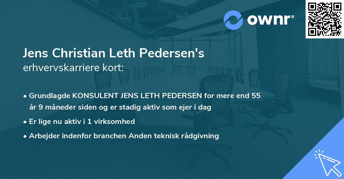 Jens Christian Leth Pedersen's erhvervskarriere kort