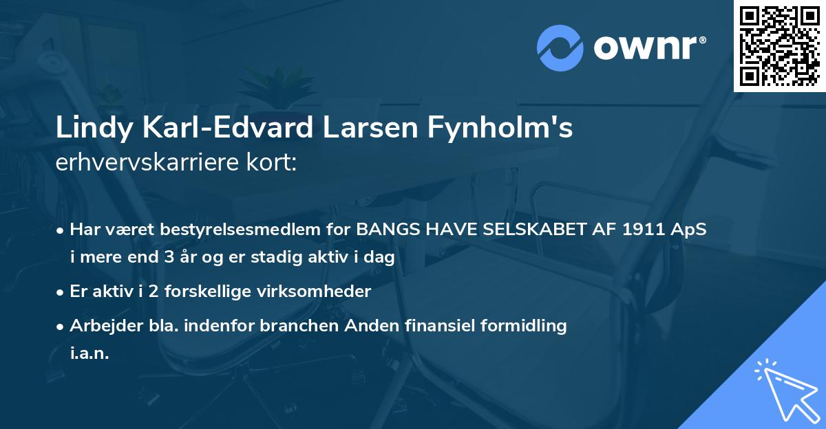 Lindy Karl-Edvard Larsen Fynholm's erhvervskarriere kort