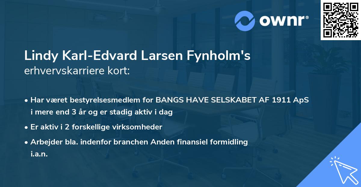 Lindy Karl-Edvard Larsen Fynholm's erhvervskarriere kort