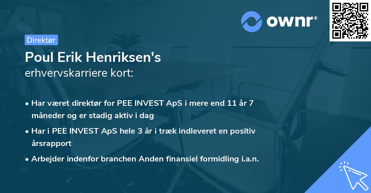 Poul Erik Henriksen's erhvervskarriere kort