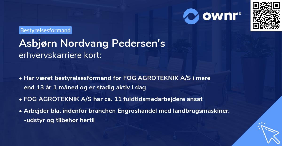 Asbjørn Nordvang Pedersen's erhvervskarriere kort