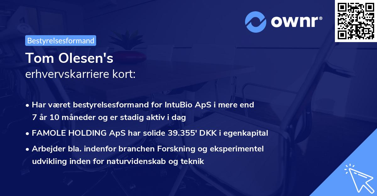 Tom Olesen's erhvervskarriere kort