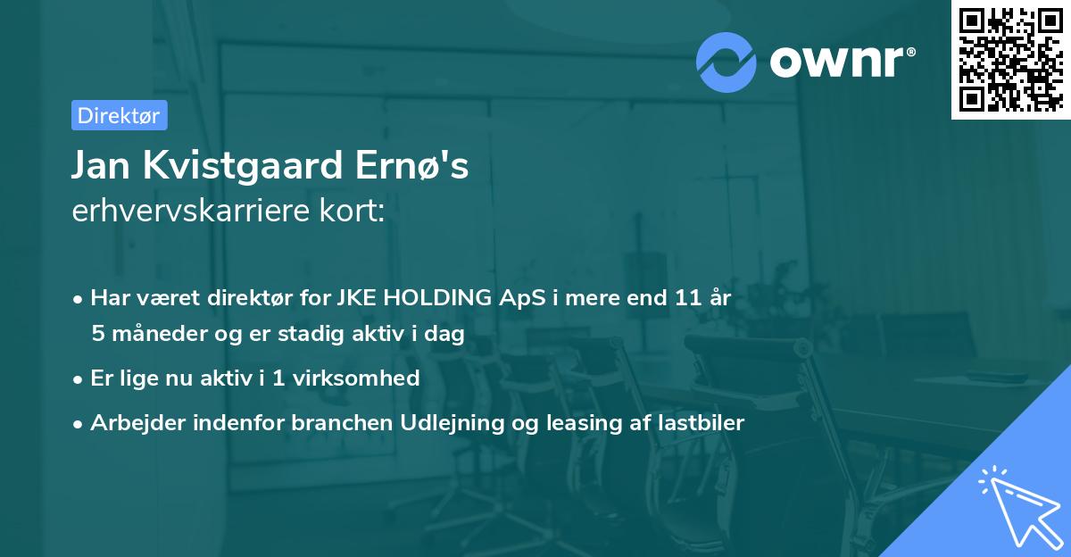 Jan Kvistgaard Ernø's erhvervskarriere kort
