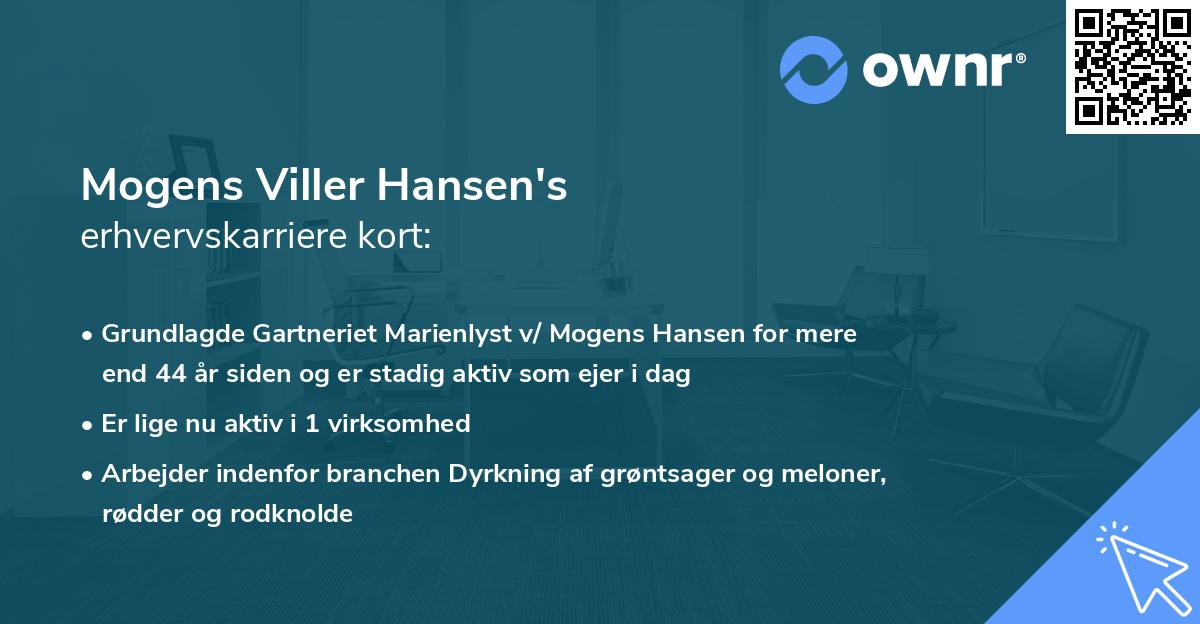Mogens Viller Hansen's erhvervskarriere kort
