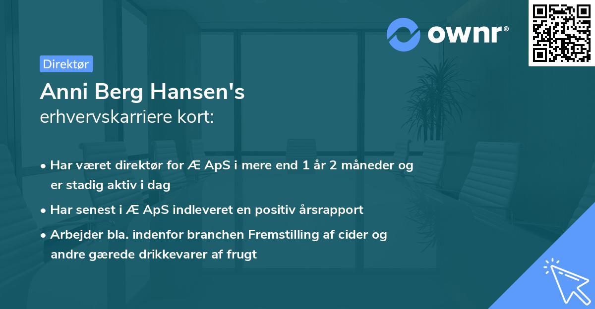 Anni Berg Hansen's erhvervskarriere kort