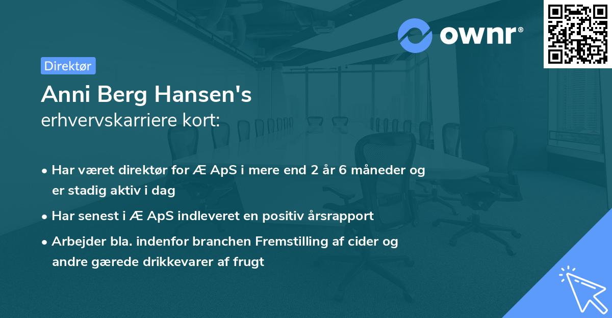 Anni Berg Hansen's erhvervskarriere kort