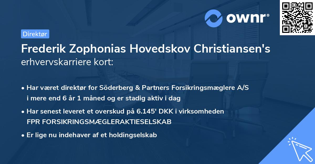 Frederik Zophonias Hovedskov Christiansen's erhvervskarriere kort