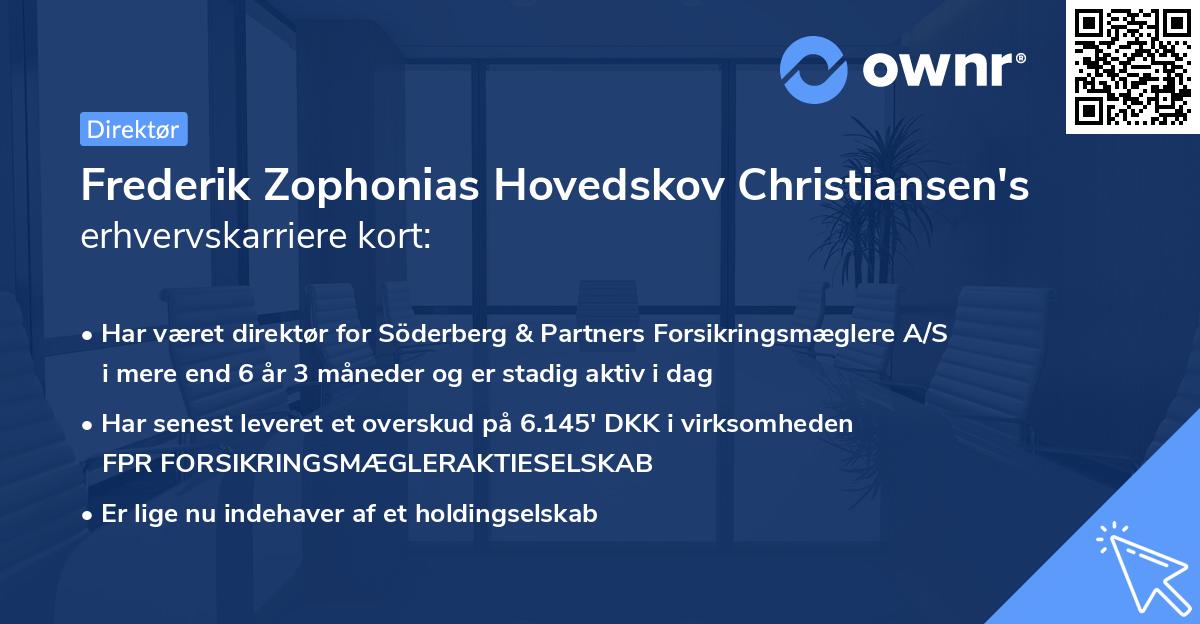 Frederik Zophonias Hovedskov Christiansen's erhvervskarriere kort