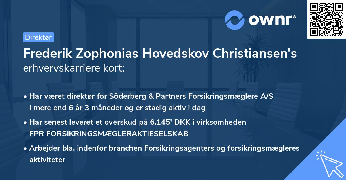 Frederik Zophonias Hovedskov Christiansen's erhvervskarriere kort