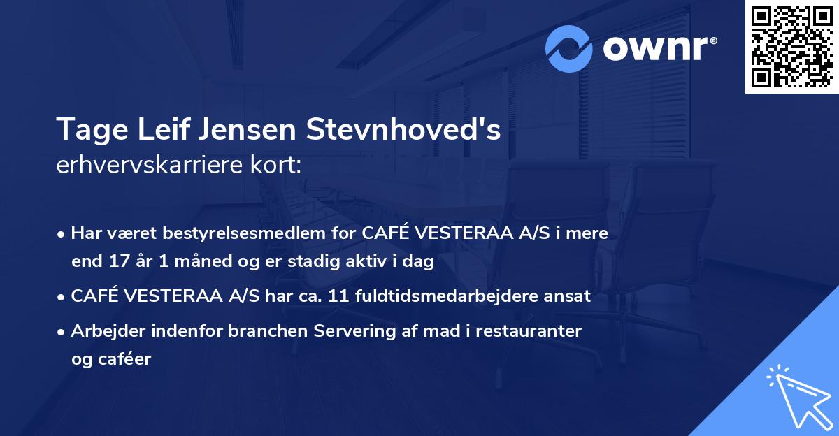 Tage Leif Jensen Stevnhoved's erhvervskarriere kort