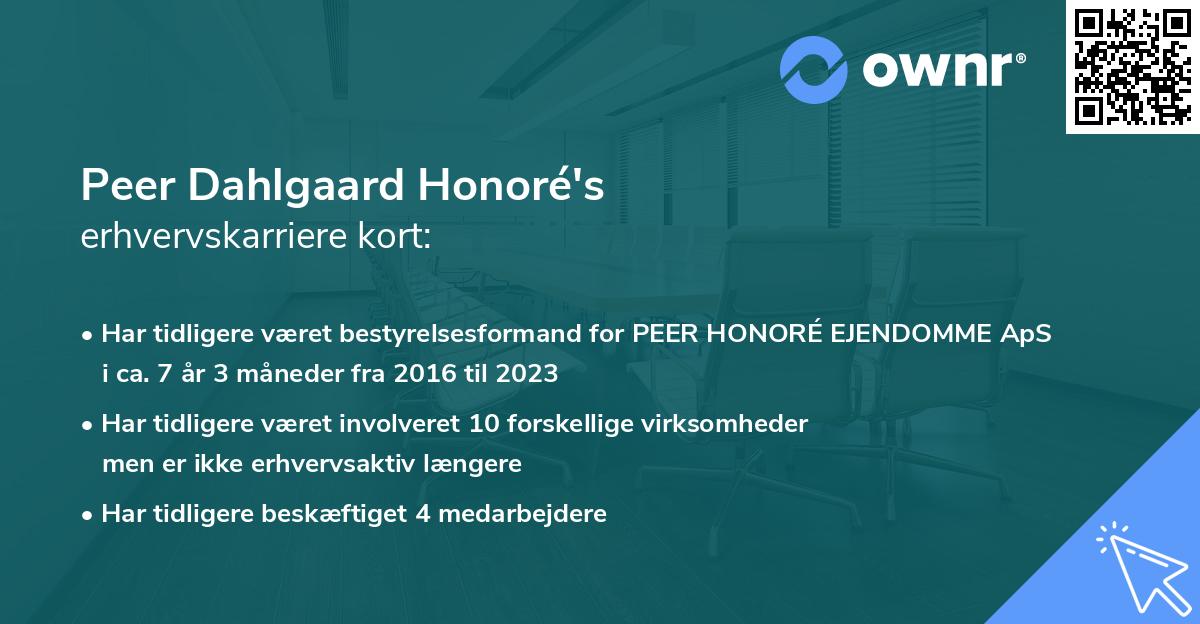 Peer Dahlgaard Honoré's erhvervskarriere kort