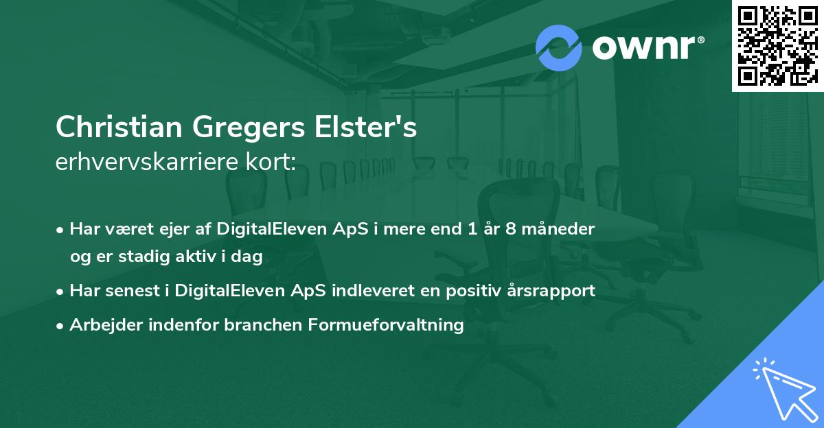 Christian Gregers Elster's erhvervskarriere kort