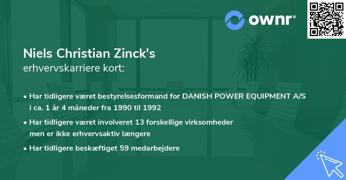 Niels Christian Zinck's erhvervskarriere kort