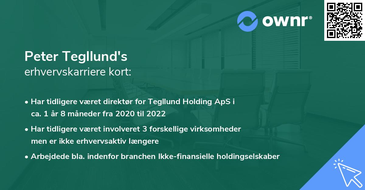 Peter Tegllund's erhvervskarriere kort