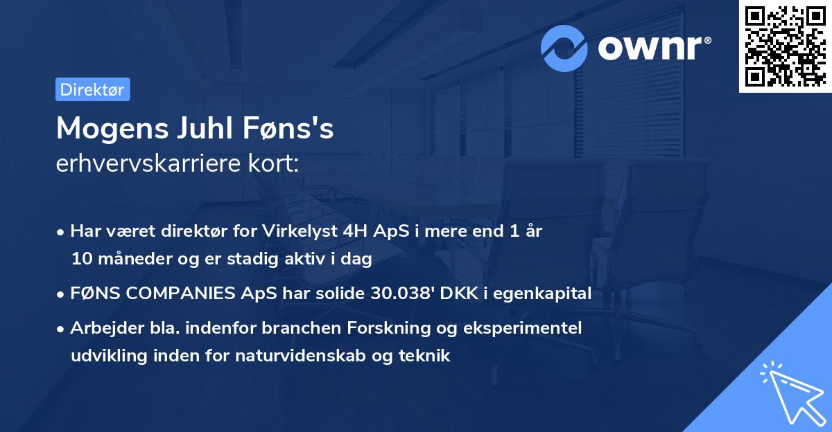 Mogens Juhl Føns's erhvervskarriere kort