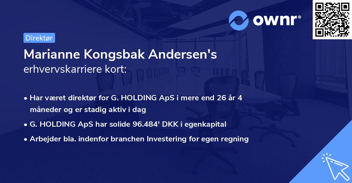 Marianne Kongsbak Andersen's erhvervskarriere kort