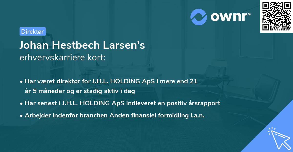 Johan Hestbech Larsen's erhvervskarriere kort