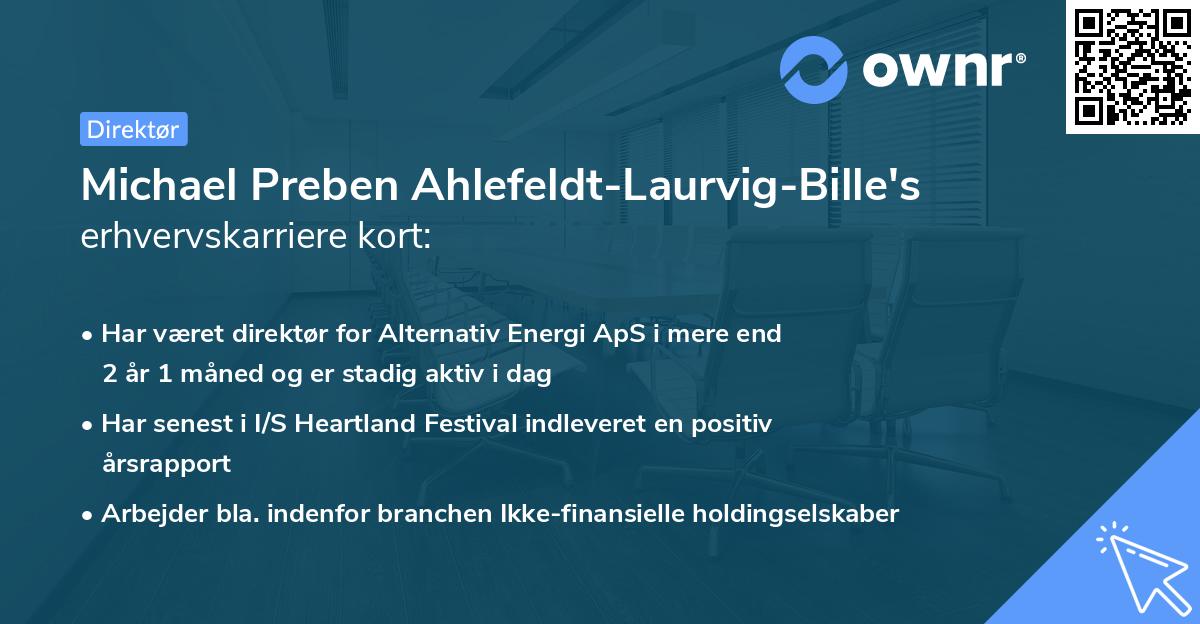 Michael Preben Ahlefeldt-Laurvig-Bille's erhvervskarriere kort