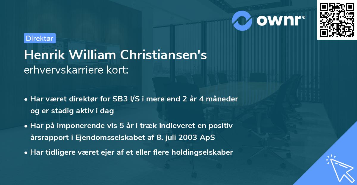 Henrik William Christiansen's erhvervskarriere kort