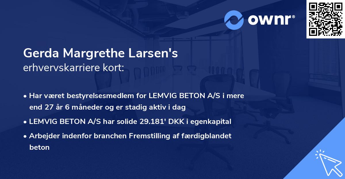 Gerda Margrethe Larsen's erhvervskarriere kort