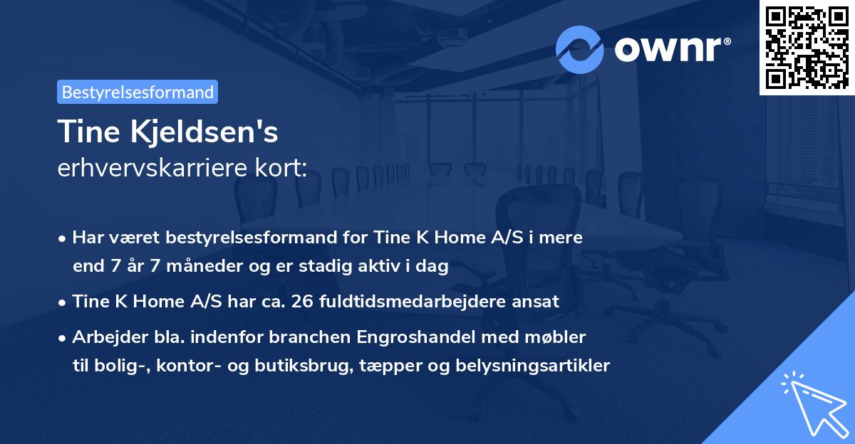 Tine Kjeldsen's erhvervskarriere kort